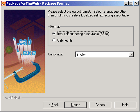 PackageForTheWeb 4: Choose Intell .EXE